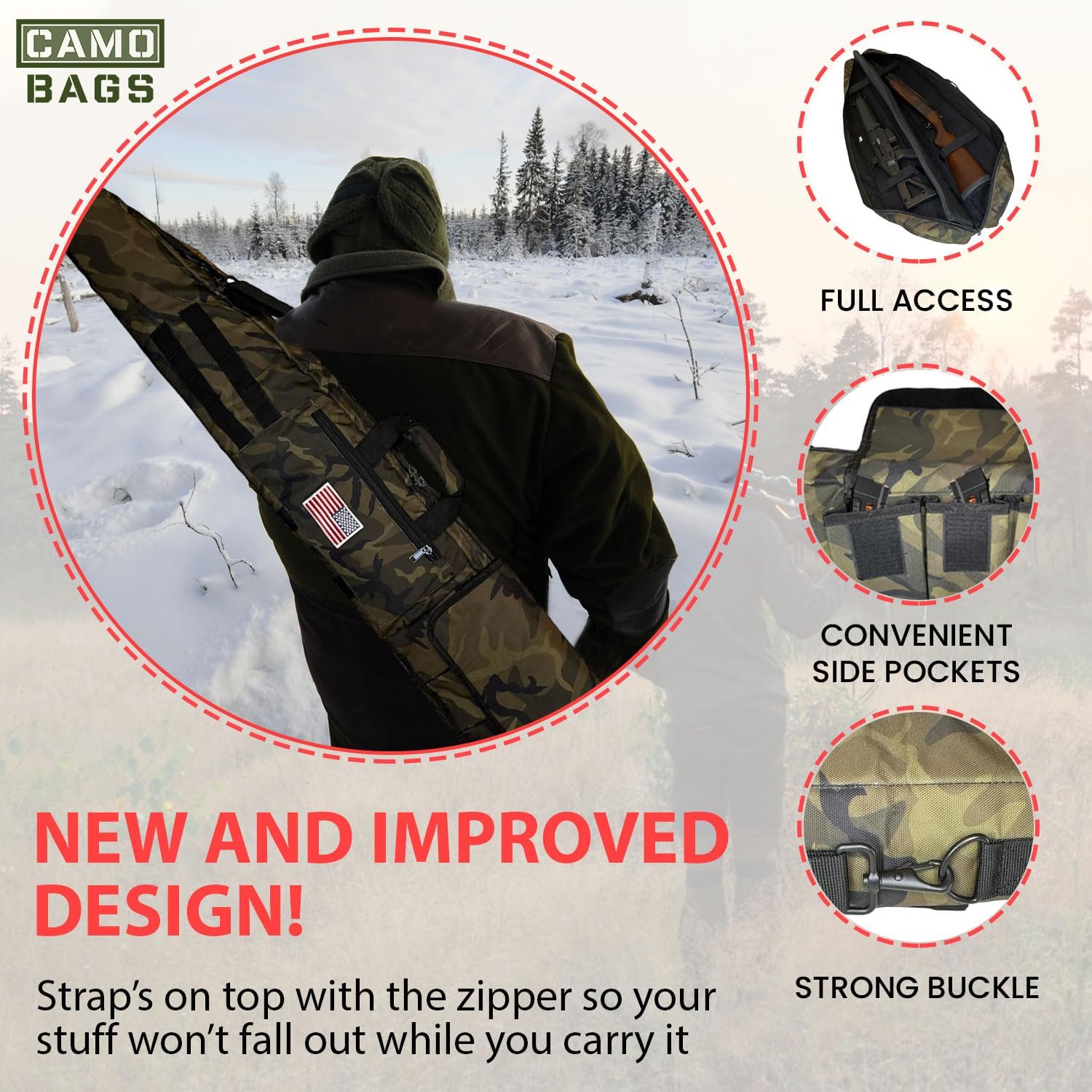 Adjustable Rifle Sling Bag with New & Improved Top Side Sling Connectors - Image 9