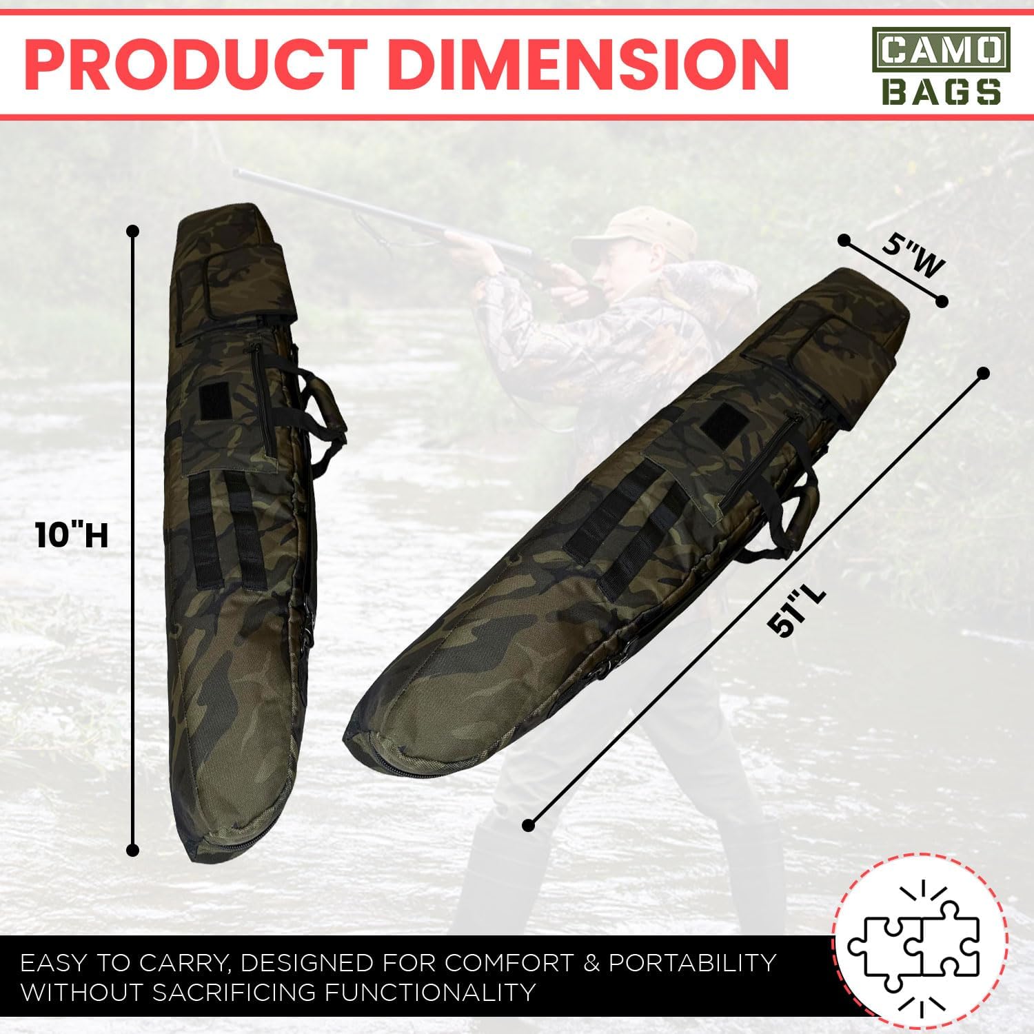 Adjustable Rifle Sling Bag with New & Improved Top Side Sling Connectors - Image 12