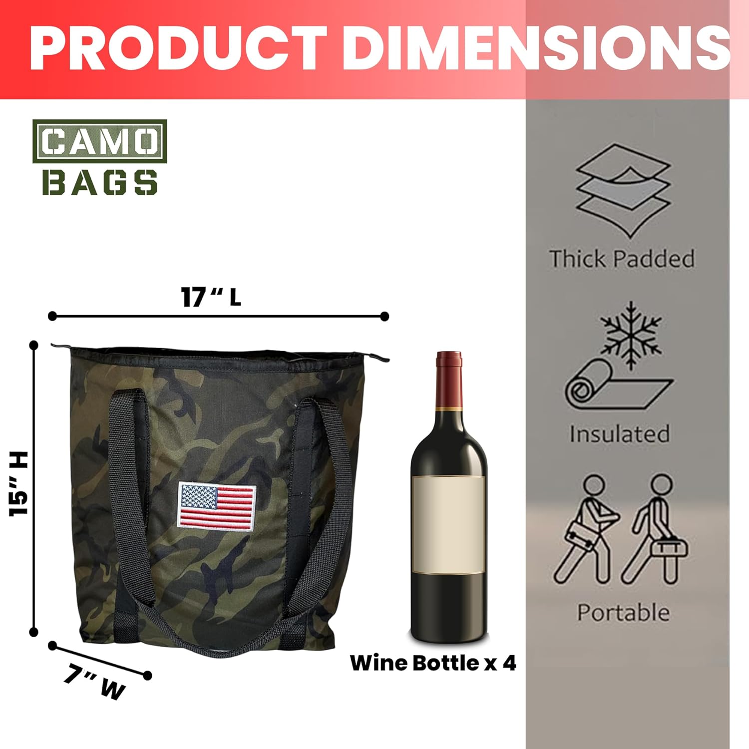 4 Bottle Padded Travel Tote with Backpack Straps - Image 12