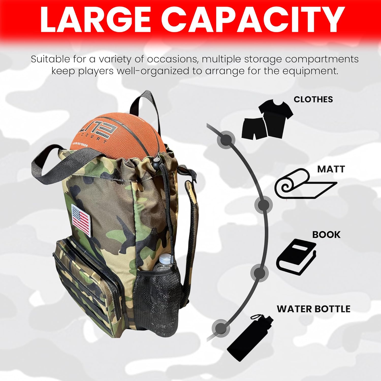 Tactical Drawstring Backpack with Removable Backpack Straps - Image 15