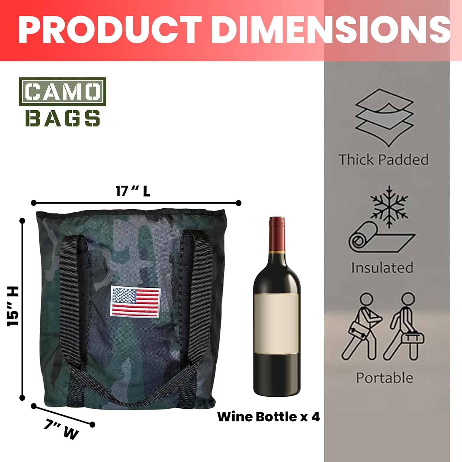 4 Bottle Padded Travel Tote with Backpack Straps - Image 10