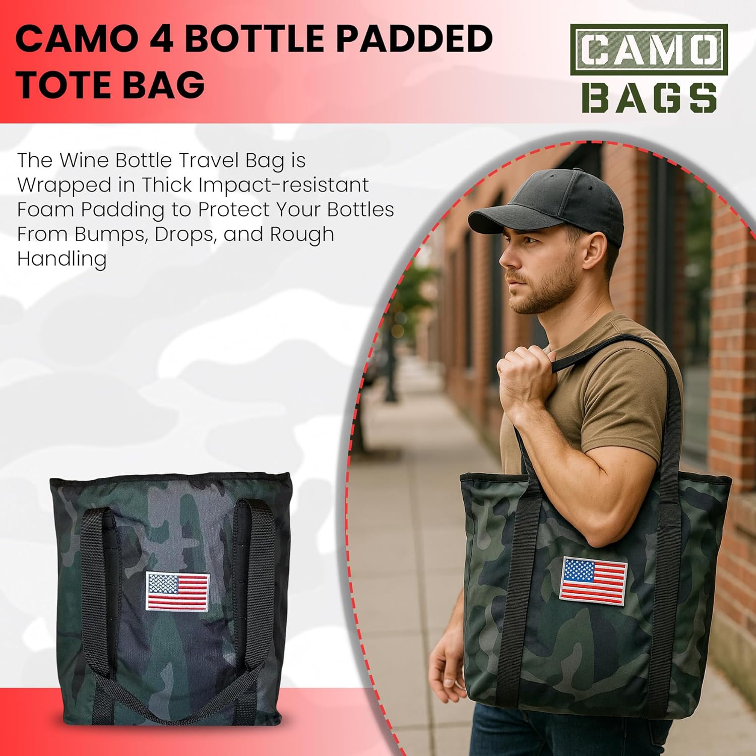 4 Bottle Padded Travel Tote with Backpack Straps - Image 13