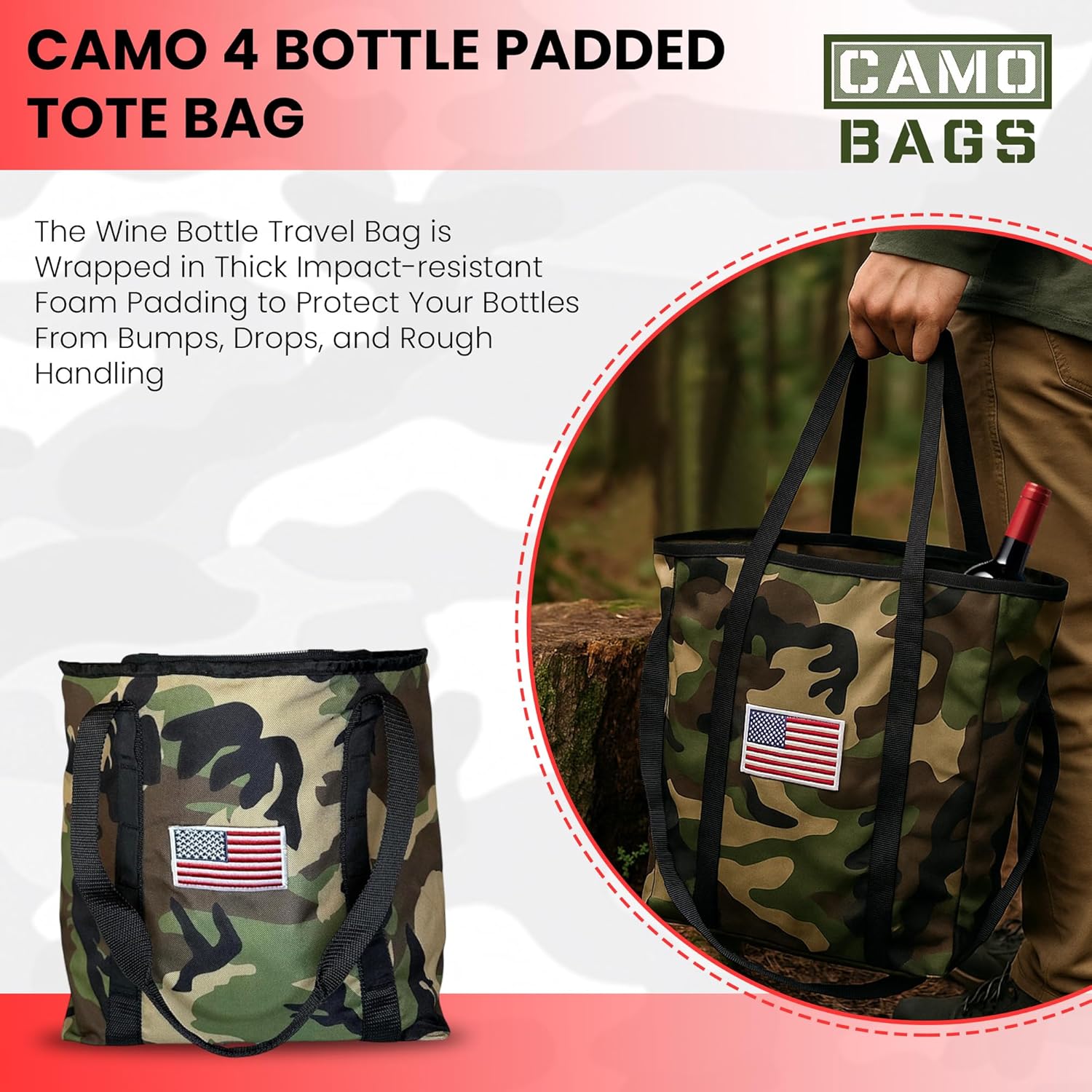 4 Bottle Padded Travel Tote with Backpack Straps - Image 13