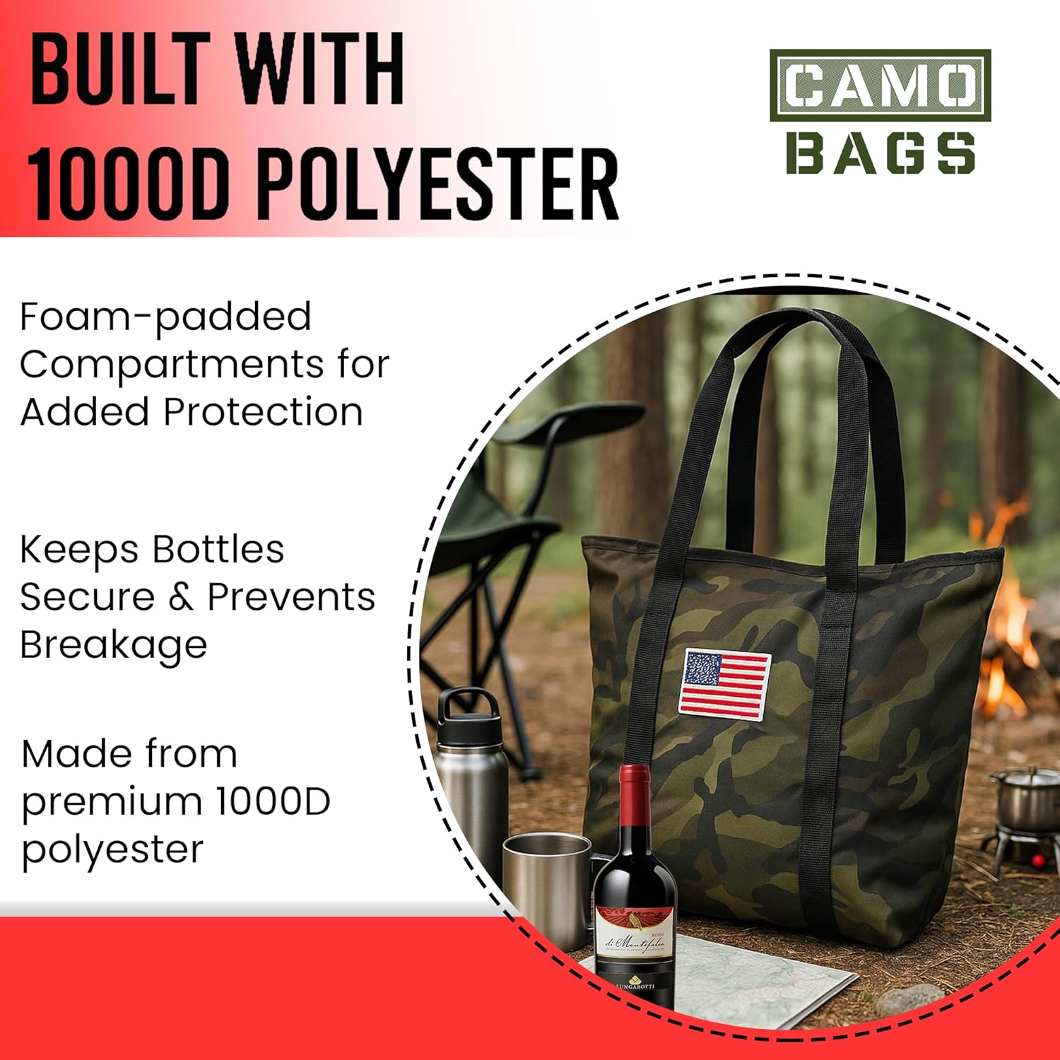 4 Bottle Padded Travel Tote with Backpack Straps - Image 16