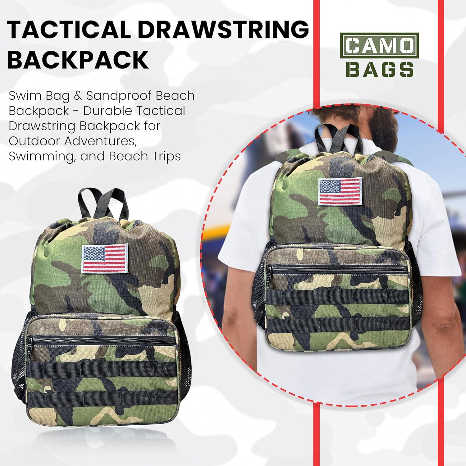 Tactical Drawstring Backpack with Removable Backpack Straps - Image 19