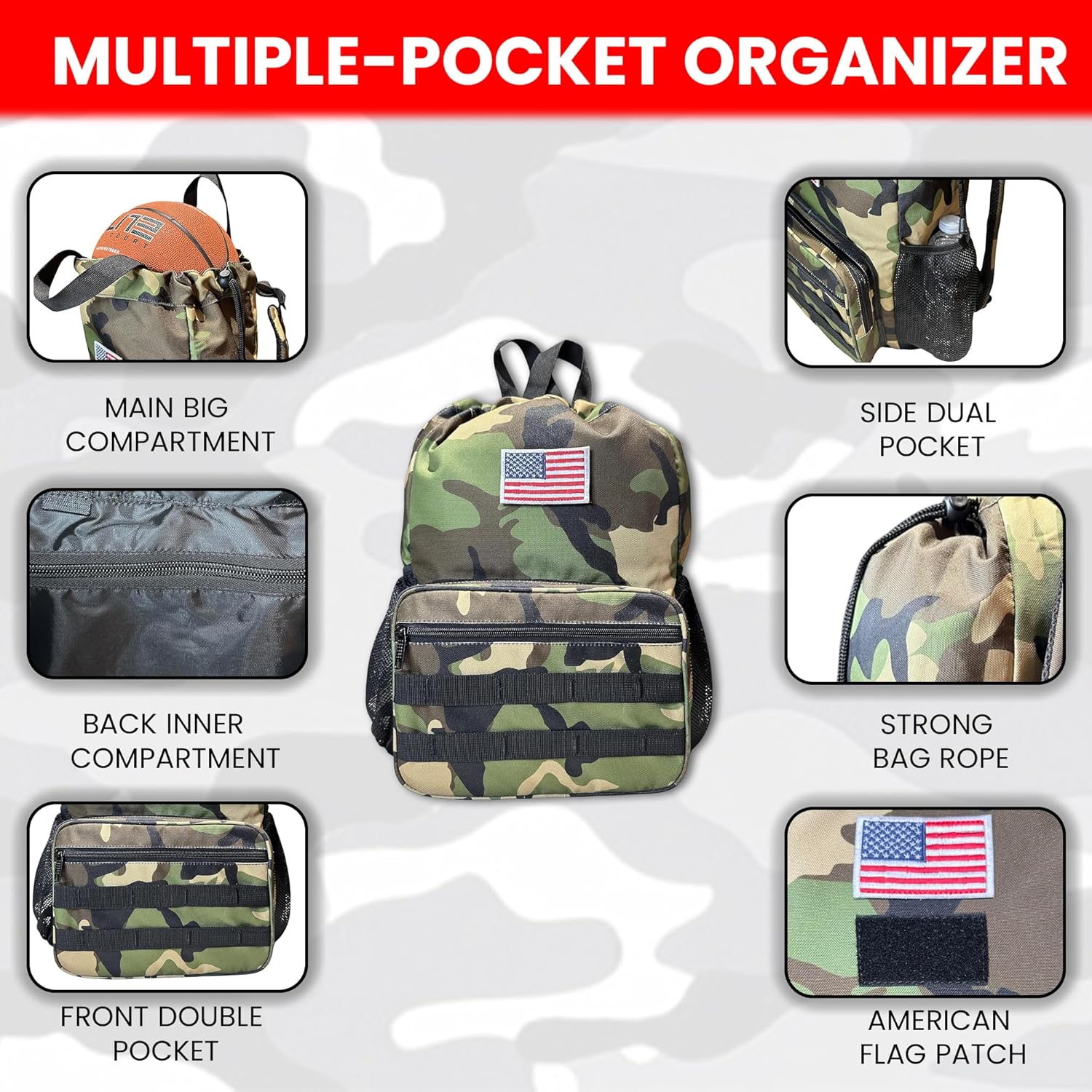 Tactical Drawstring Backpack with Removable Backpack Straps - Image 16