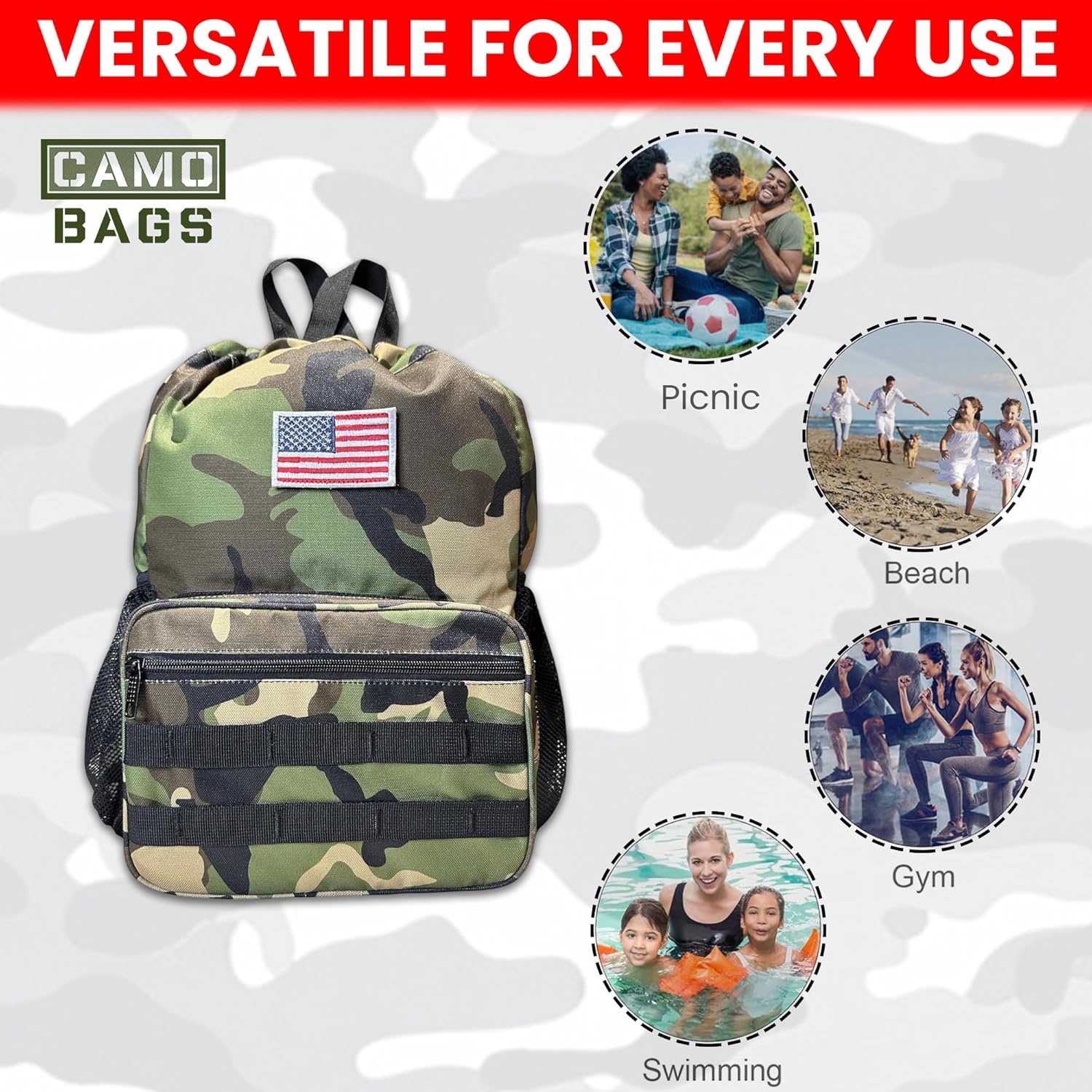 Tactical Drawstring Backpack with Removable Backpack Straps - Image 17