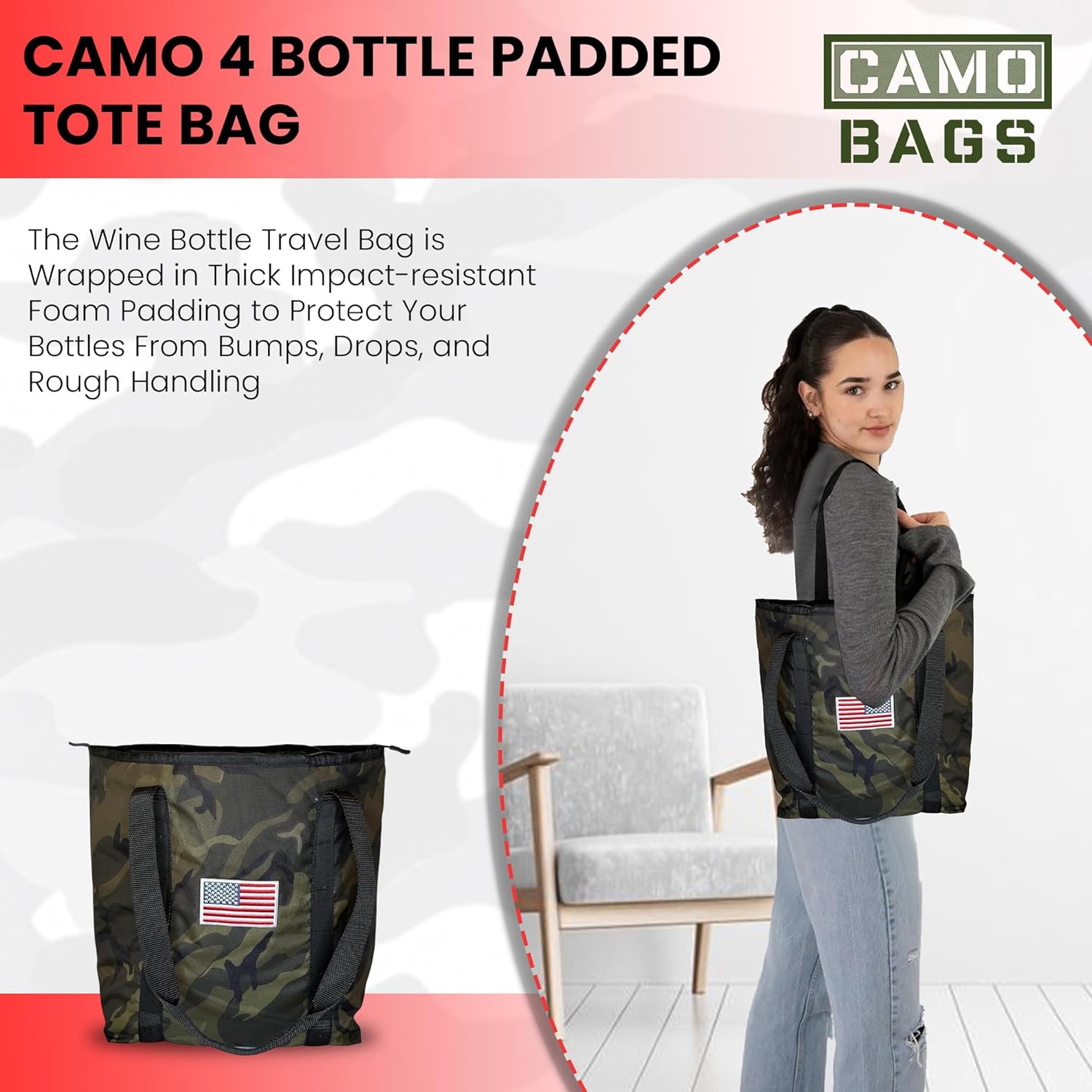 4 Bottle Padded Travel Tote with Backpack Straps - Image 13