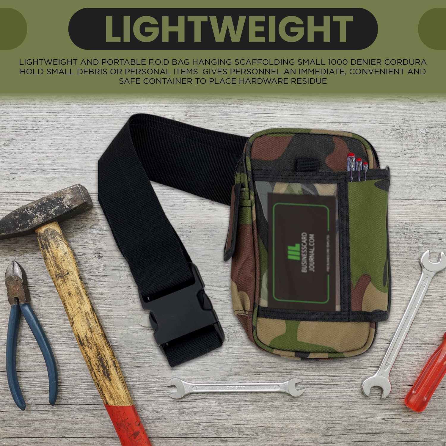 FOD Camo Tool Bag with Multiple Pockets and Adjustable Belt - Image 7